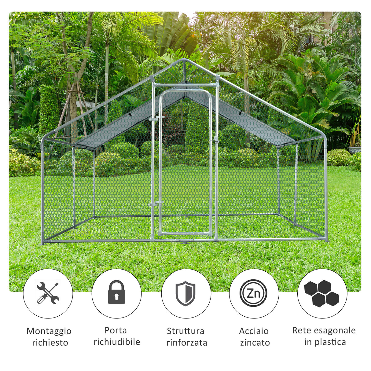 immagine-7-easycomfort-easycomfort-pollaio-da-giardino-gabbia-box-per-esterno-zincato-con-tessuto-oxford-di-copertura-3-x-4-x-1-95-m