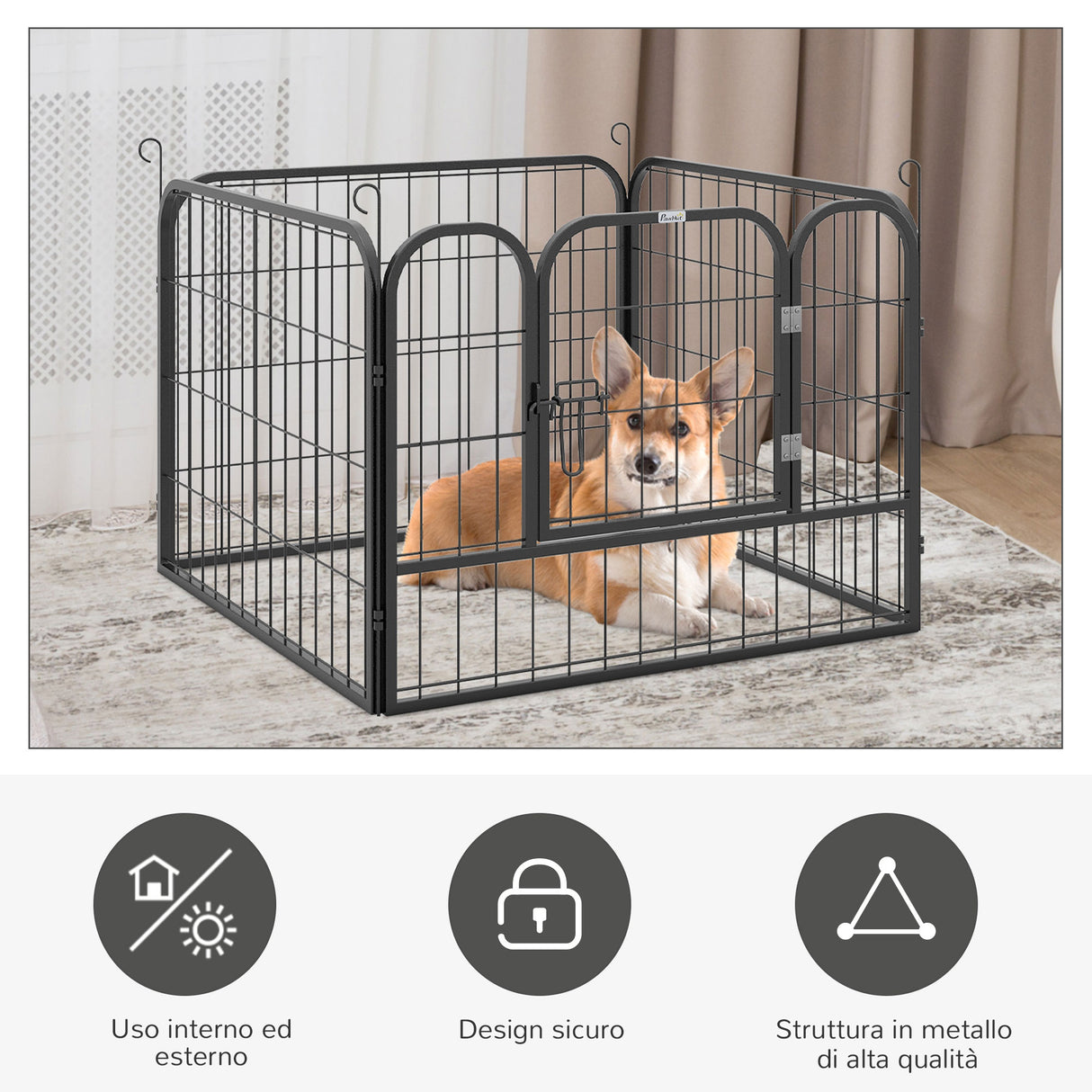 immagine-7-easycomfort-easycomfort-recinto-per-cani-pieghevole-per-interno-ed-esterno-porta-con-catenaccio-e-picchetti-di-fissaggio-82x82x60cm-grigio-scuro