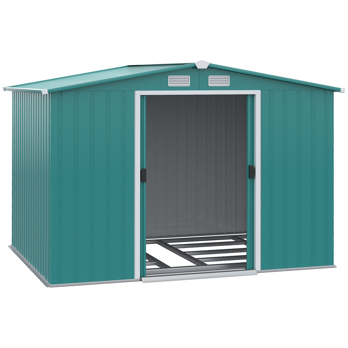 immagine-8-easycomfort-easycomfort-casetta-da-giardino-porta-utensili-in-lamiera-di-acciaio-con-porte-scorrevoli-260x206x179-cm-verde