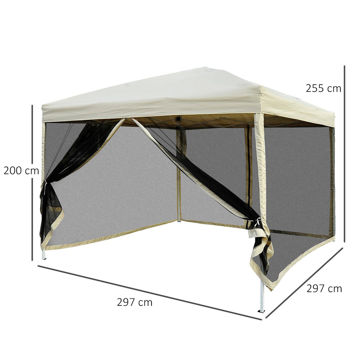 easycomfort easycomfort gazebo impermeabile con pareti rimovibili struttura in acciaio e copertura oxford crema 3x3m
