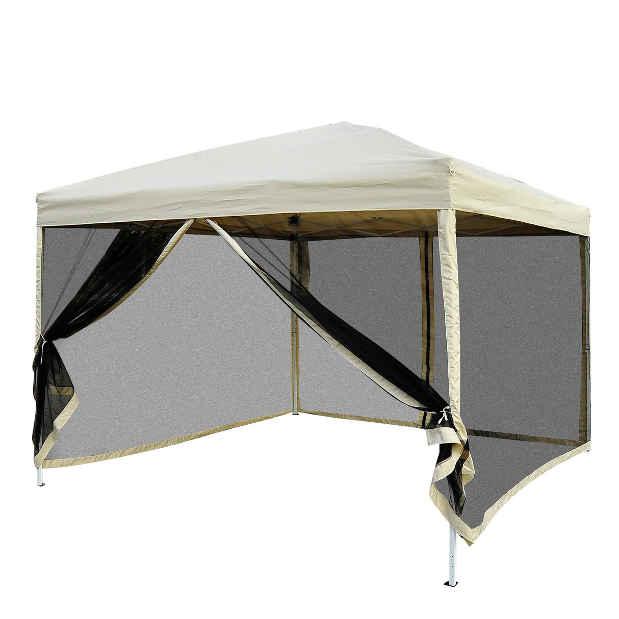 easycomfort easycomfort gazebo impermeabile con pareti rimovibili struttura in acciaio e copertura oxford crema 3x3m
