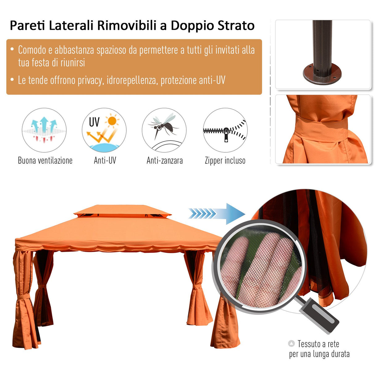 easycomfort easycomfort gazebo di lusso tendone da giardino con tettoia idrorepellente 3x4m