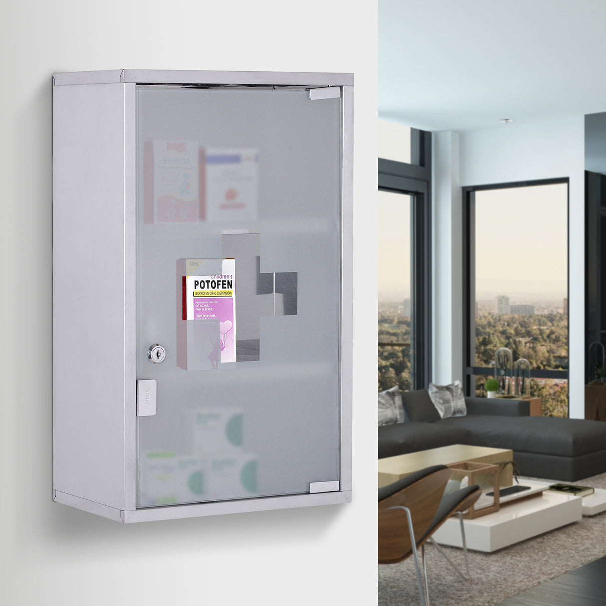 easycomfort easycomfort armadietto medicinali 50x30x18cm cassetta mobile bagno primo soccorso in acciaio inox con serratura ean 8054111845243