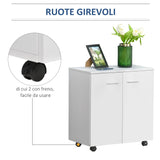 easycomfort easycomfort mobiletto in legno con ruote e 2 ante 60x35x65cm bianco ean 8054144131573