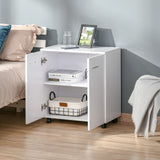 easycomfort easycomfort mobiletto in legno con ruote e 2 ante 60x35x65cm bianco ean 8054144131573