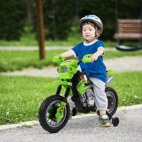 easycomfort easycomfort moto cross elettrica con rotelle verde per bambini 3 anni e piu batteria 6v velocita 2 5kmh 102 x 53 x 66cm