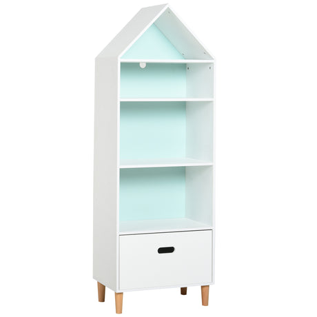 easycomfort easycomfort libreria scaffale portagiochi per cameretta con 1 cassetto e 4 ripiani bianco e azzurro
