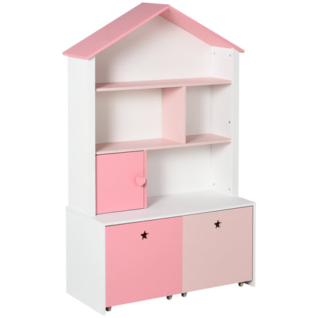 easycomfort easycomfort libreria scaffale portagiochi rosa per cameretta bimbi e ragazzi con 2 cassetti estraibili 80 x 34 x 130 cm