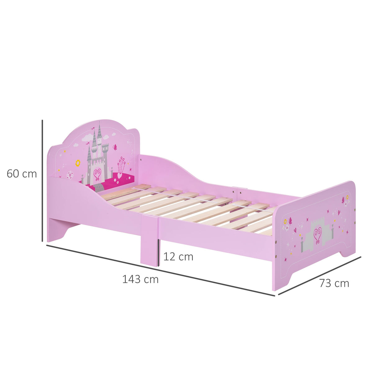 easycomfort easycomfort letto per bambini con bordi rialzati in legno per cameretta lettino per bimbi da 3 6 anni 143x73x60cm rosa