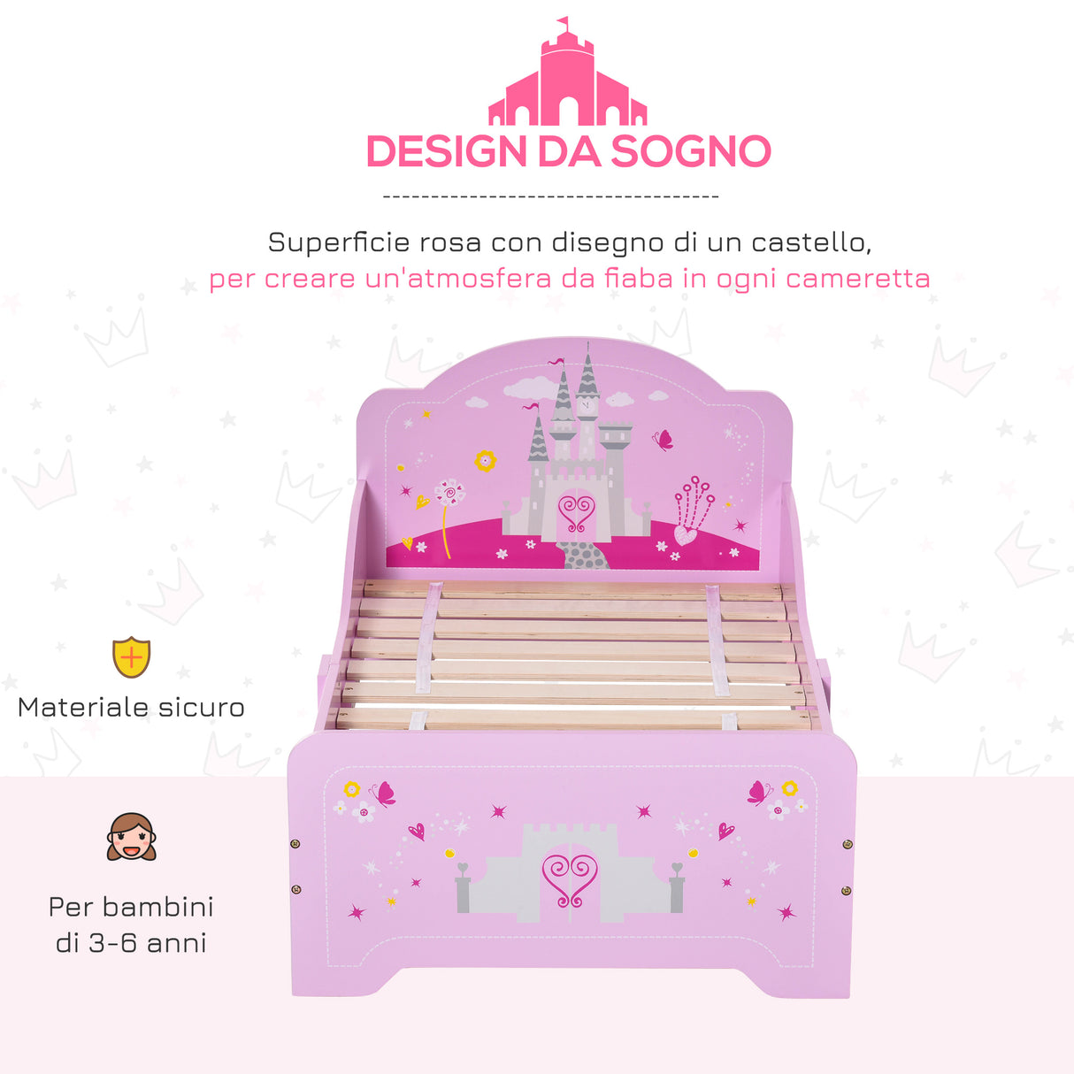 easycomfort easycomfort letto per bambini con bordi rialzati in legno per cameretta lettino per bimbi da 3 6 anni 143x73x60cm rosa