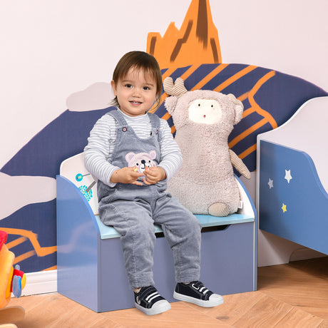 easycomfort easycomfort cassapanca baule portagiochi panca in legno blu per cameretta bambini 3 6 anni 60 x 30 x 50 cm