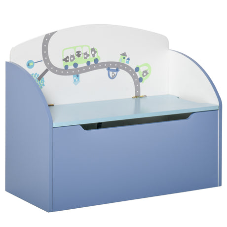 easycomfort easycomfort cassapanca baule portagiochi panca in legno blu per cameretta bambini 3 6 anni 60 x 30 x 50 cm