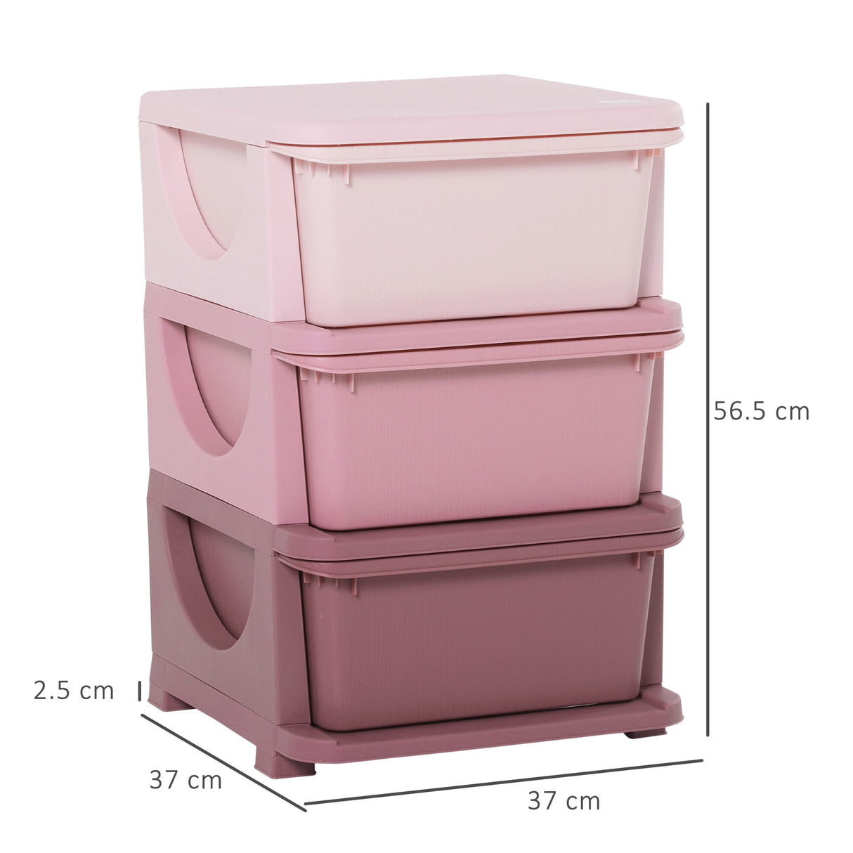 easycomfort easycomfort cassettiera in plastica colorata per cameretta con 3 cassetti 37x37x56 5cm rosa