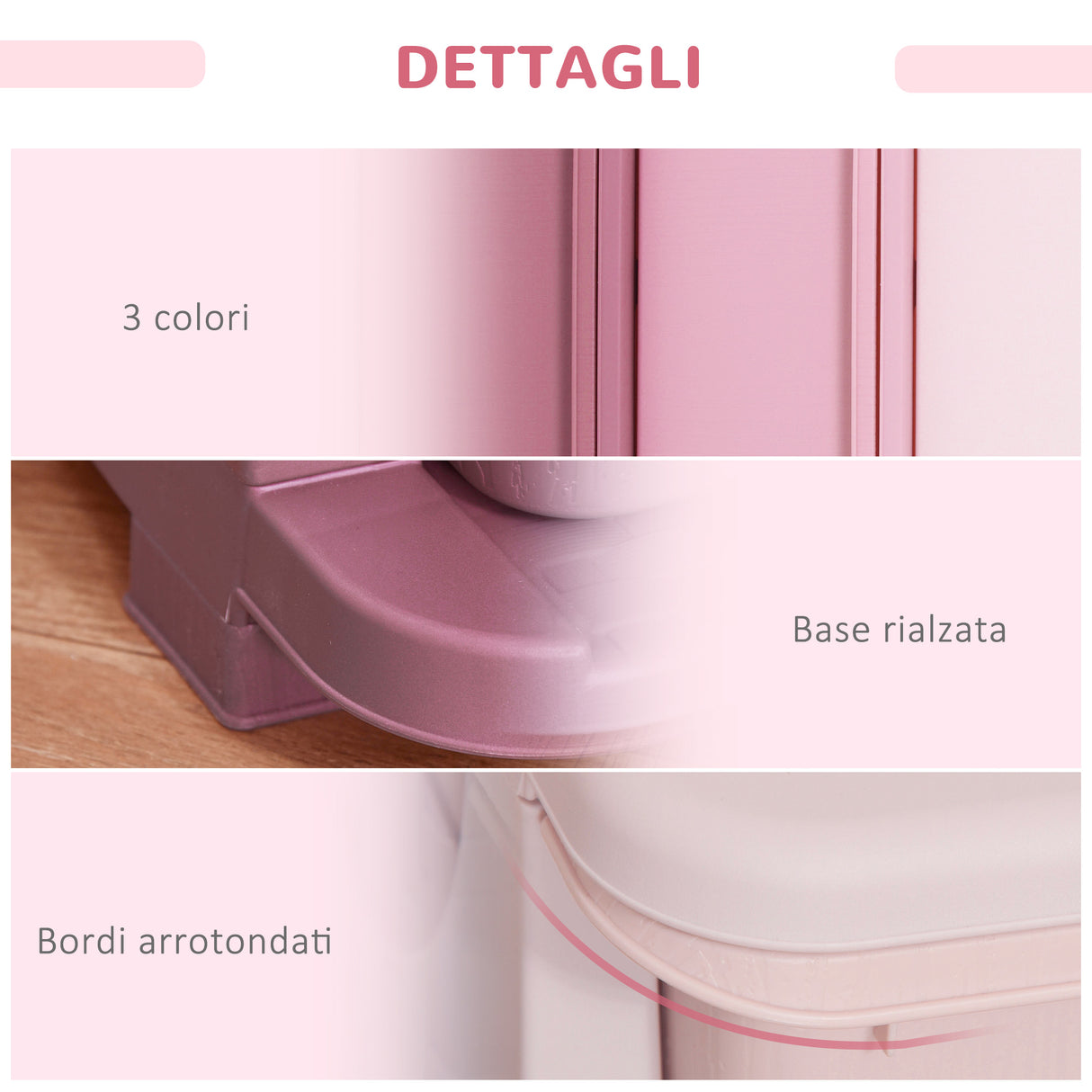 easycomfort easycomfort cassettiera in plastica colorata per cameretta con 3 cassetti 37x37x56 5cm rosa