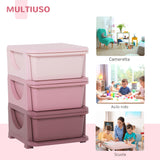 easycomfort easycomfort cassettiera in plastica colorata per cameretta con 3 cassetti 37x37x56 5cm rosa