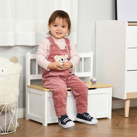 easycomfort easycomfort cassapanca per bambini 2 in 1 in legno con pistone per chiusura sicura 60x30x50cm bianco e legno naturale
