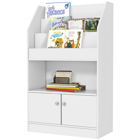 easycomfort easycomfort scaffale portagiochi per bambini con libreria e armadietto in legno 60x29 5x100cm bianco
