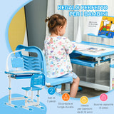 easycomfort easycomfort banco scuola con sedia per bambini 6 12 anni con altezza e inclinazione regolabile blu