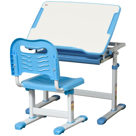 easycomfort easycomfort banco scuola con sedia regolabili in altezza per bambini 6 12 anni cassetto e piano inclinabile a 45 acciaio e mdf blu