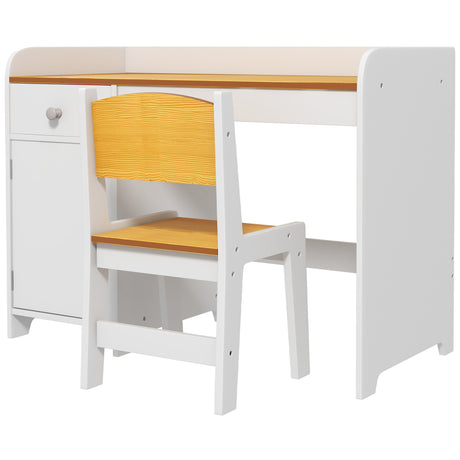 easycomfort easycomfort banco scuola e sedia per bambini da 3 6 anni con cassetto e armadietto in legno bianco