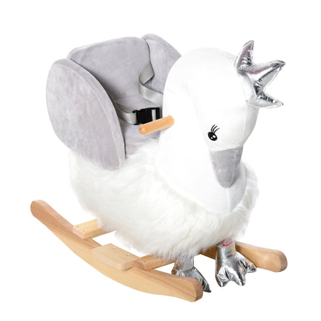 easycomfort easycomfort dondolo giocattolo a forma di cigno bianco e grigio per bambini 18 36 mesi max 40kg legno di pioppo e peluche