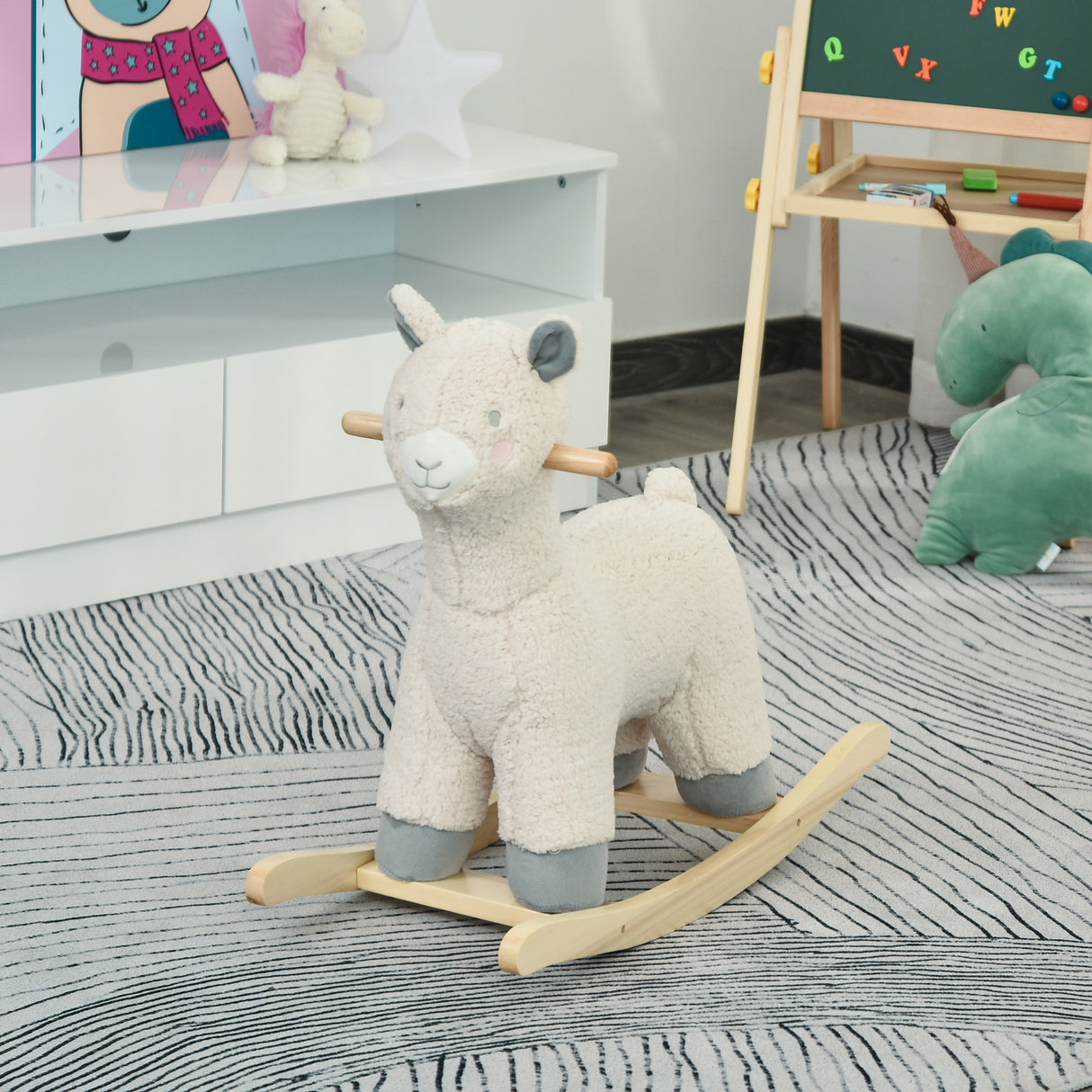 easycomfort easycomfort dondolo a forma di alpaca per bambini 36 72 mesi crema