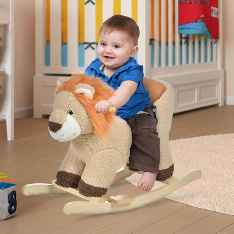 easycomfort easycomfort dondolo giocattolo a forma di leone per bambini 18 36 mesi ruggisce 3 batterie incluse in legno e peluche