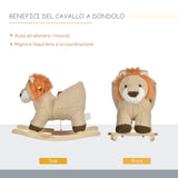 easycomfort easycomfort dondolo giocattolo a forma di leone per bambini 18 36 mesi ruggisce 3 batterie incluse in legno e peluche