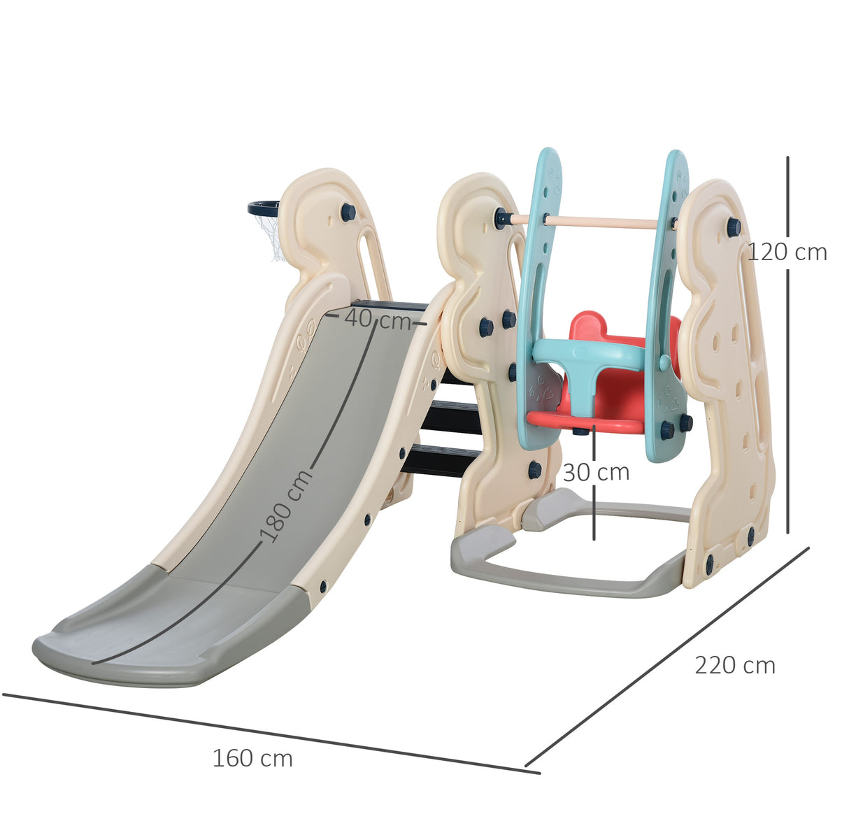 easycomfort easycomfort scivolo per bambini da giardino o da cameretta con altalena seggiolino e canestro materiali certificati