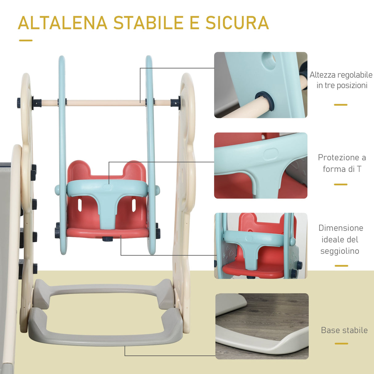 easycomfort easycomfort scivolo per bambini da giardino o da cameretta con altalena seggiolino e canestro materiali certificati