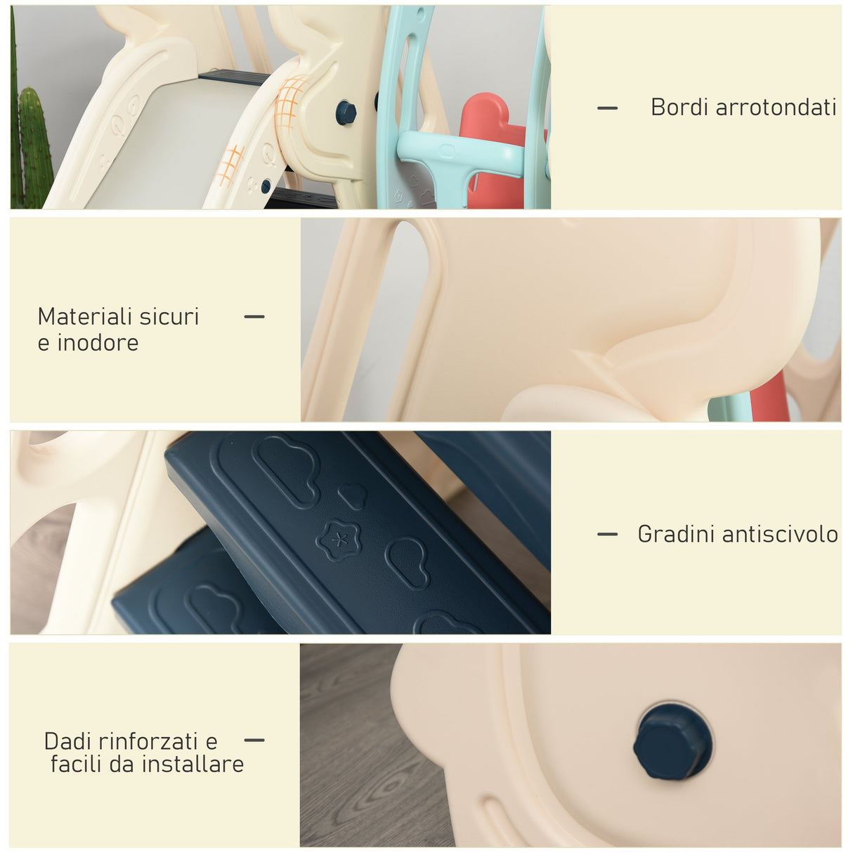easycomfort easycomfort scivolo per bambini da giardino o da cameretta con altalena seggiolino e canestro materiali certificati