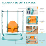 easycomfort easycomfort scivolo per bambini con altalena regolabile canestro e palle per cameretta e giardino 149x186x98cm blu e arancione