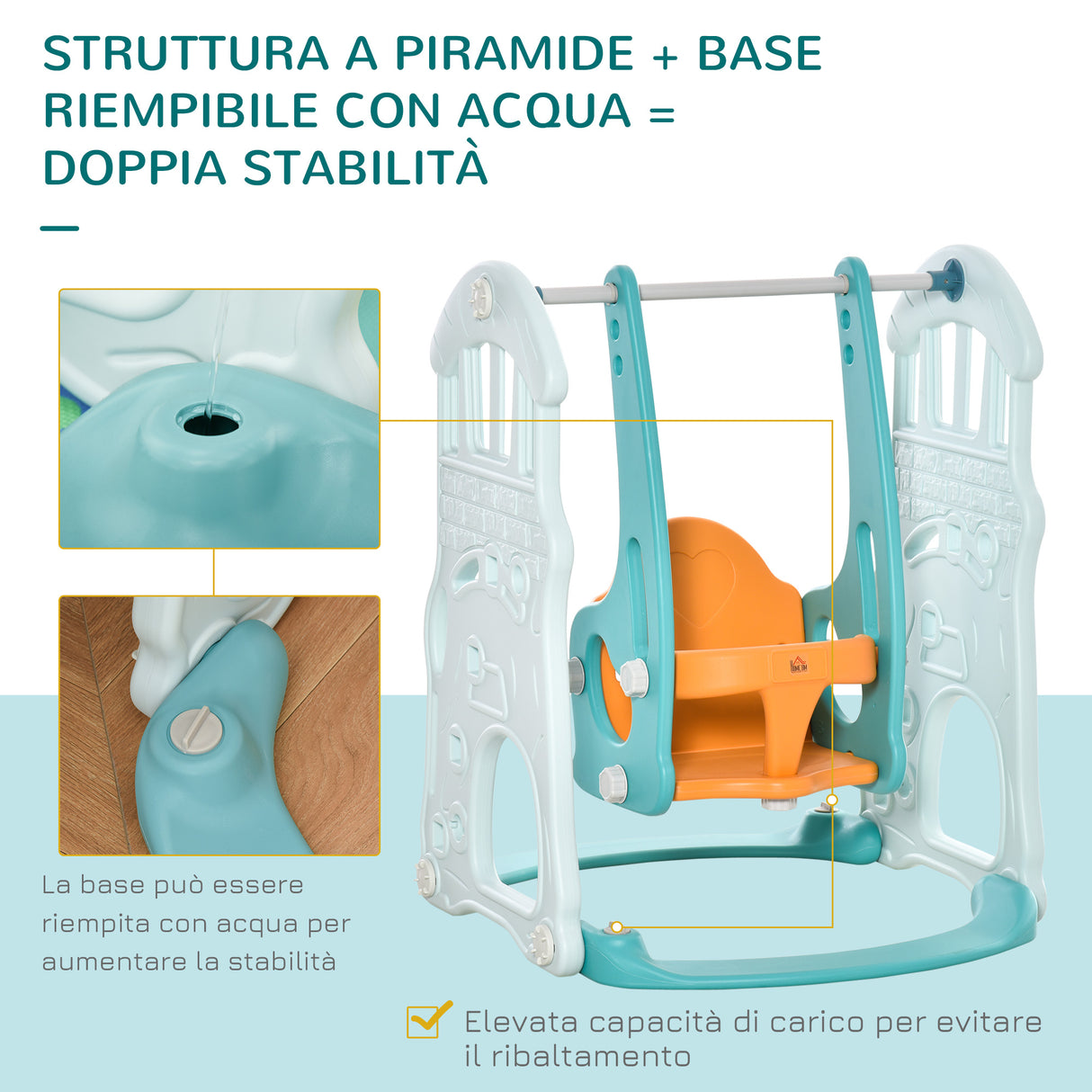 easycomfort easycomfort scivolo per bambini con altalena regolabile canestro e palle per cameretta e giardino 149x186x98cm blu e arancione