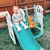 easycomfort easycomfort scivolo per bambini con altalena regolabile canestro e palle per cameretta e giardino 149x186x98cm blu e arancione