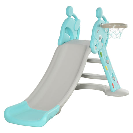 easycomfort easycomfort scivolo per bambini con canestro basket per interno ed esterno in pp e hdpe eta 2 4 anni 147x82x85 5cm grigio e blu