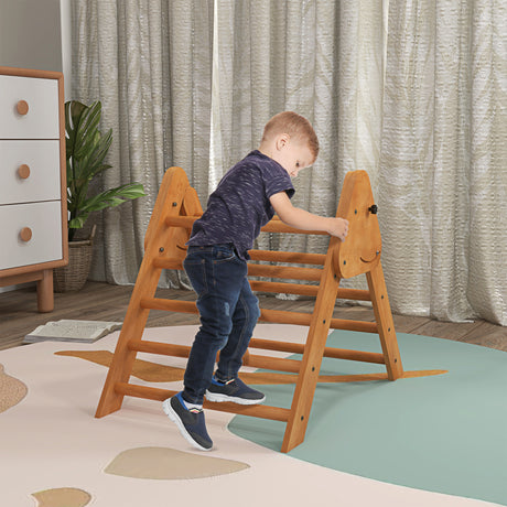 easycomfort easycomfort triangolo da arrampicata pieghevole per bambini 3 anni in legno di faggio 90x64x70 cm marrone chiaro