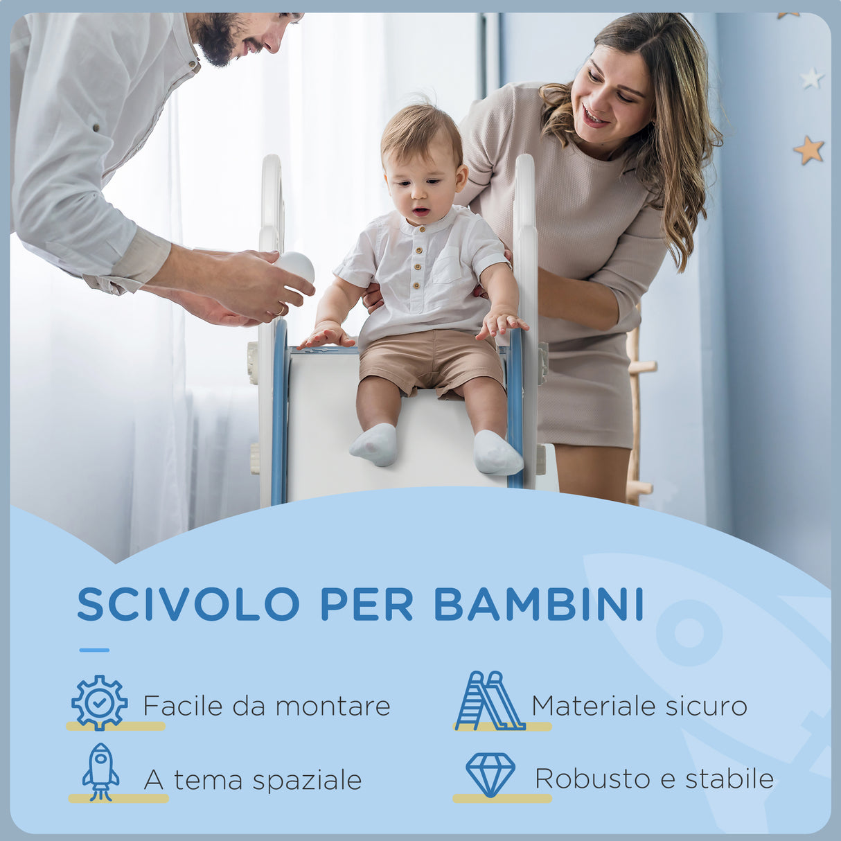 easycomfort easycomfort scivolo per bambini 18 36 mesi in pe e pp a tema spaziale con scale antiscivolo 157x46 5x80 cm