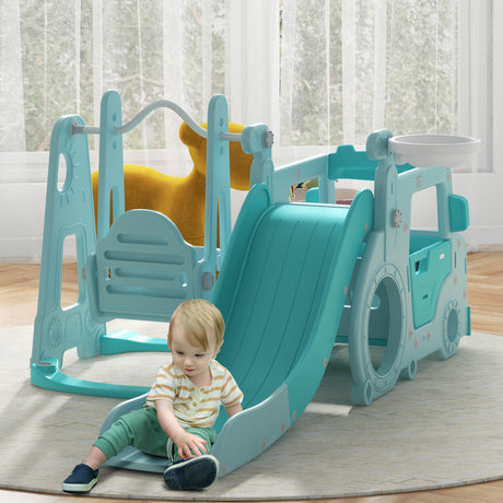 easycomfort easycomfort set scivolo per bambini 18 48 mesi con altalena macchinina e canestro 201x151x87 5cm azzurro
