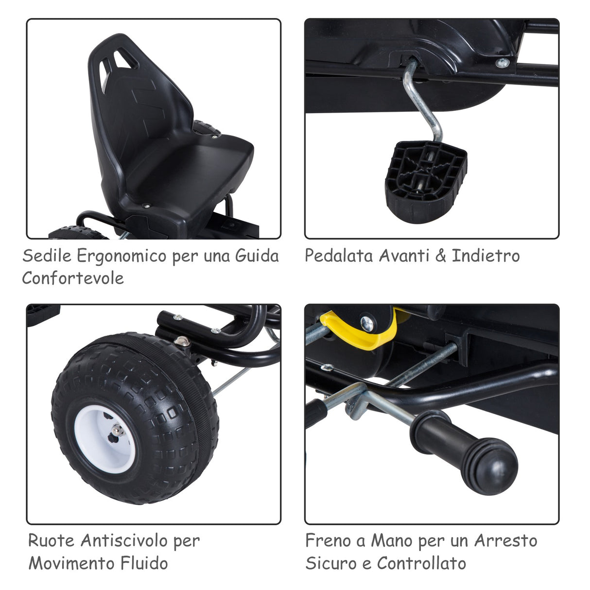 easycomfort easycomfort go kart a pedali per bambini con freno e frizione 101 5 65 5 59 5cm bianco nero