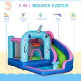 easycomfort gioco gonfiabile per bambini 3 8 anni a tema narvalo con borsa 11 paletti e toppe inclusi 330x280x200 cm