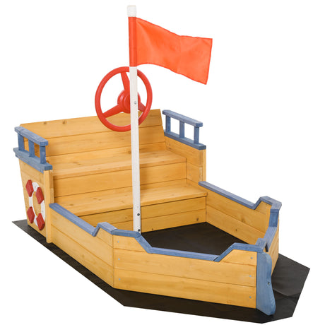 easycomfort easycomfort sabbiera per bambini in legno a forma di nave dei pirati con vano contenitore 158x78x45 5cm