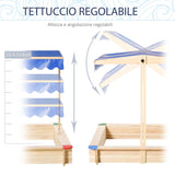 easycomfort easycomfort sabbiera per bambini in legno con panca e tettuccio parasole regolabile 120x120x120cm