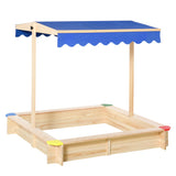 easycomfort easycomfort sabbiera per bambini in legno con panca e tettuccio parasole regolabile 120x120x120cm