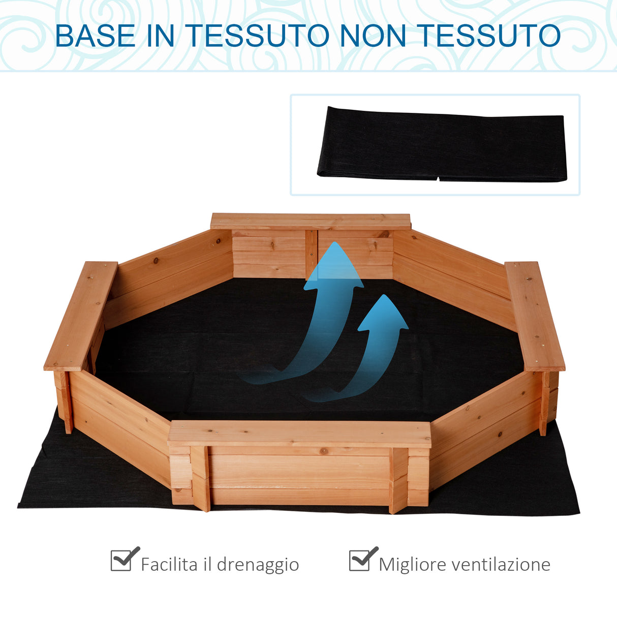 easycomfort easycomfort sabbiera per bambini in legno con sedili e copertura eta 3 8 anni 139 5x139 5x21 5cm