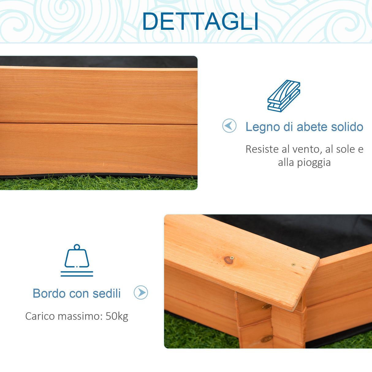 easycomfort easycomfort sabbiera per bambini in legno con sedili e copertura eta 3 8 anni 139 5x139 5x21 5cm