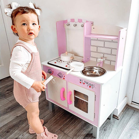 easycomfort easycomfort cucina giocattolo per bambini 3 anni con 5 accessori inclusi gioco con suoni realistici armadietto 55x30x80cm rosa