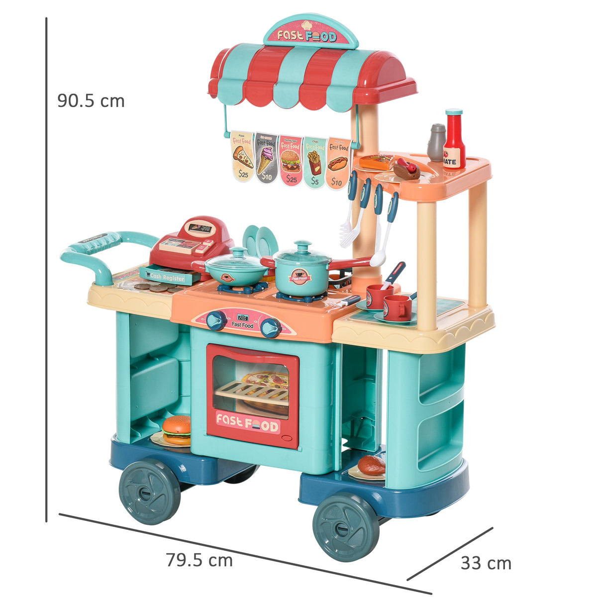 easycomfort easycomfort cucina giocattolo per bambini 3 6 anni caffetteria ristorante con 50 accessori inclusi 79 5 x 33 x 90 5cm