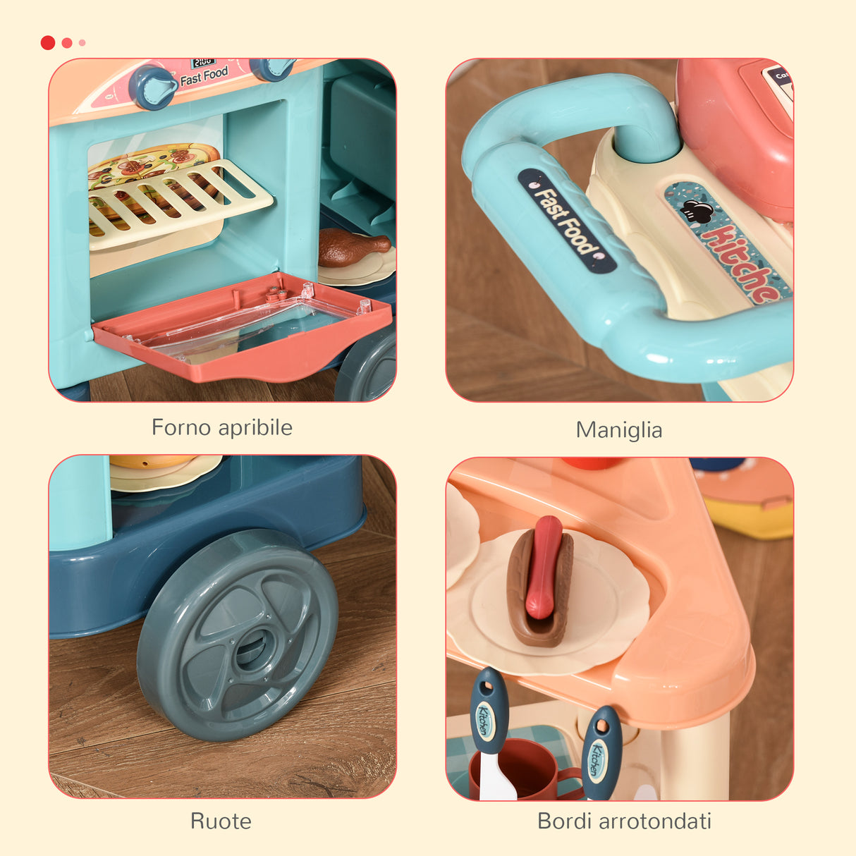 easycomfort easycomfort cucina giocattolo per bambini 3 6 anni caffetteria ristorante con 50 accessori inclusi 79 5 x 33 x 90 5cm