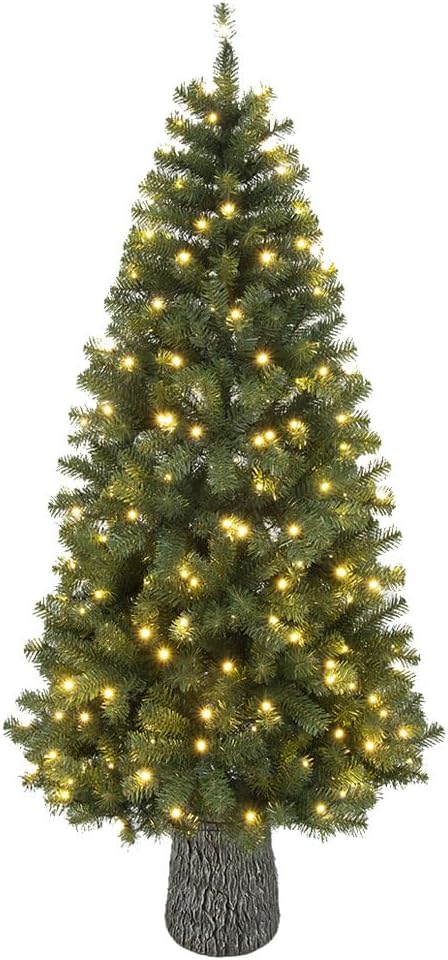 le stelle albero di natale artificiale verde h 180cm x l 91cm pino super folto con 230 luci led incorporate e base effetto legno