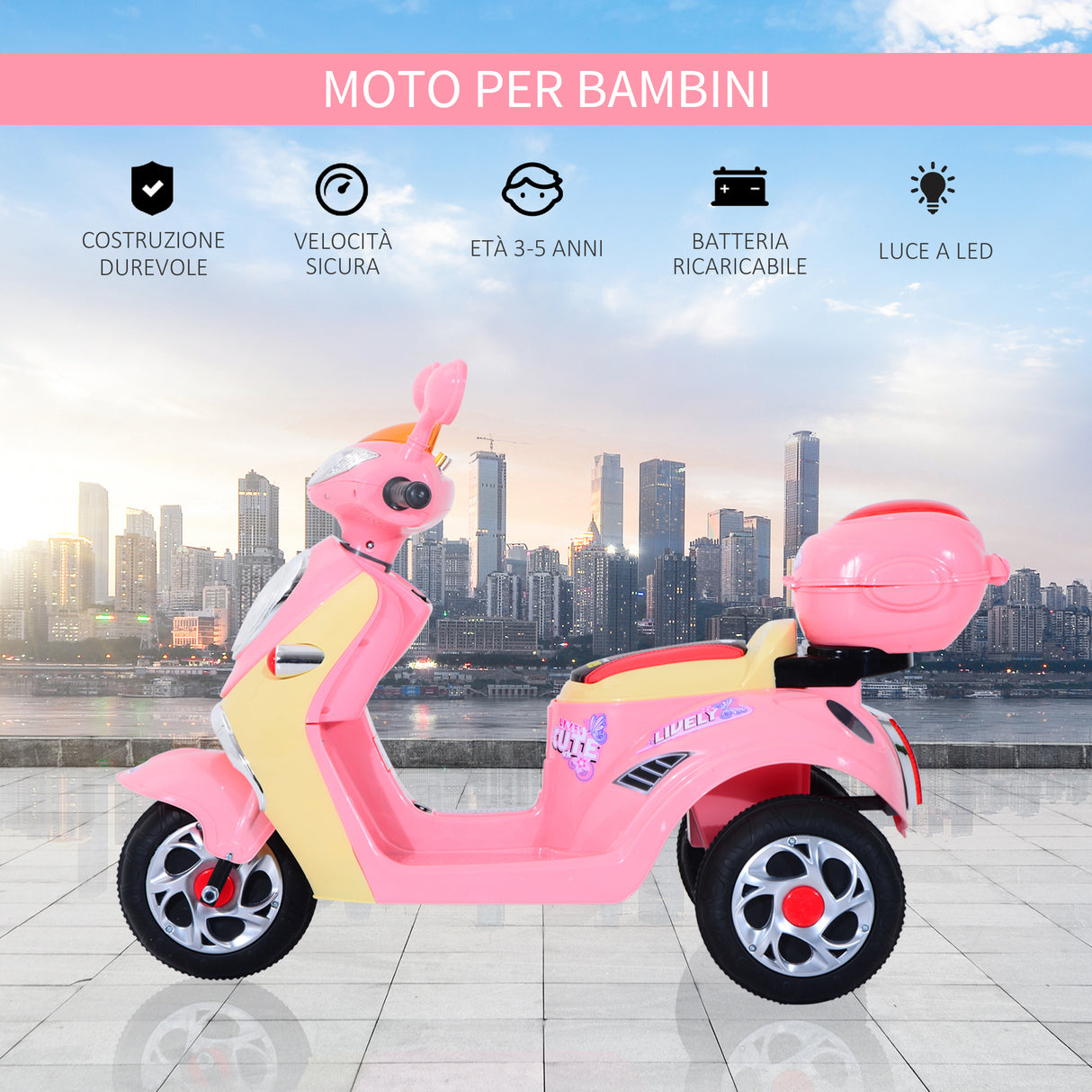 easycomfort easycomfort motorino per bambini triciclo elettrico per bambine 6v con luci e musica rosa